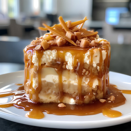 Caramel Toffee Caramel Pudding with caramel sauce on topの素材