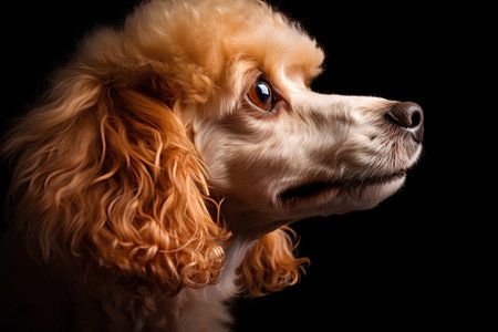 Portrait of a Cocker Spaniel dog isolated on black backgroundの素材