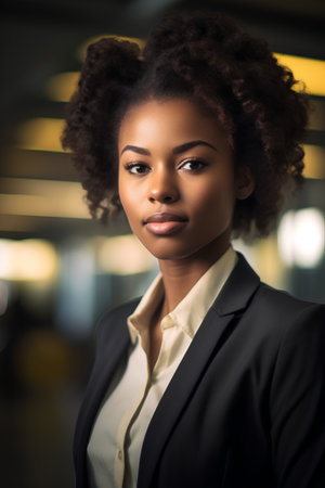 Portrait of a young african american businesswoman in officeの素材