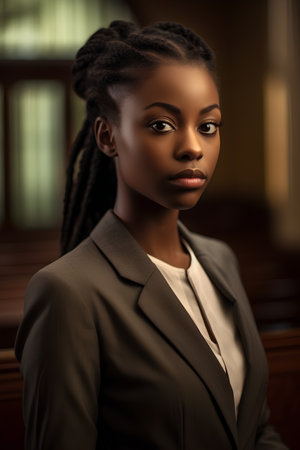 Beautiful african american businesswoman with braids in suitの素材