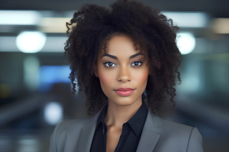 Portrait of a young african american businesswoman in officeの素材