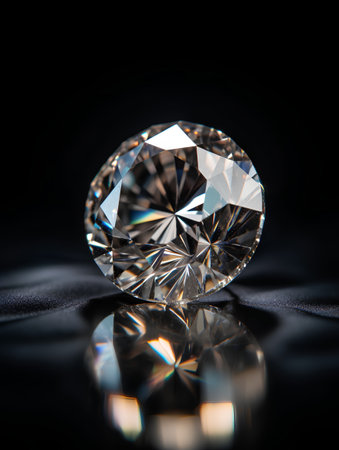 Diamond on black background. Jewelry background. Macro shot of diamond.の素材