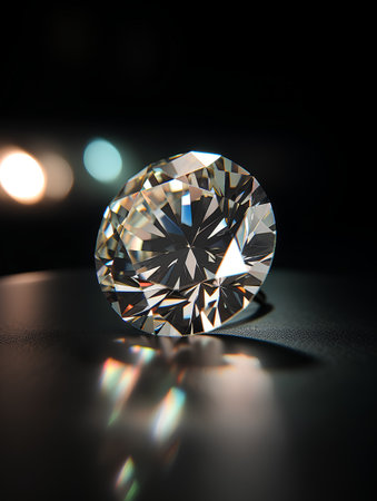 diamond on black background with bokeh. 3d illustrationの素材
