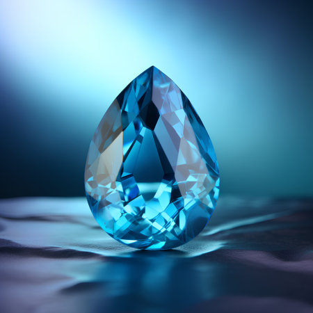 Blue sapphire on a blue background. 3d rendering.の素材