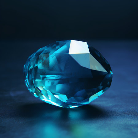 Blue sapphire on a dark background. 3D illustration.の素材