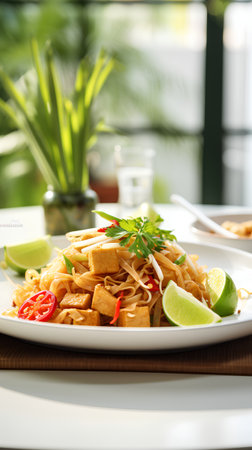 Thai food, Pad thai, Stir fry noodles with porkの素材