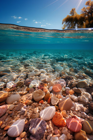 Coral reef with pebbles under water. Nature composition.の素材