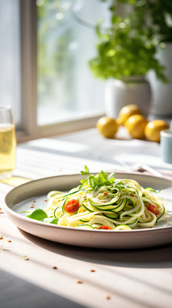 Zucchini zucchini noodles with parsley and lemonsの素材