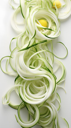 Sliced zucchini on white background. 3d illustrationの素材