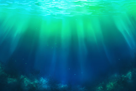 Underwater scene with sunbeams and light rays. 3d renderingの素材