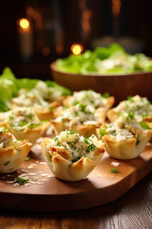 Savory tartlets with cottage cheese, parsley and dillの素材