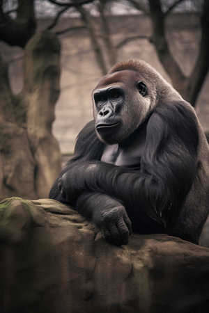 Portrait of a Western Lowland Gorilla - Gorilla gorilla gorillaの素材