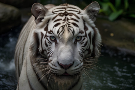 Close up of a white tiger in the zoo,Thailand.の素材