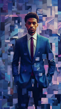 Handsome african american man in suit. Fashion portrait.の素材