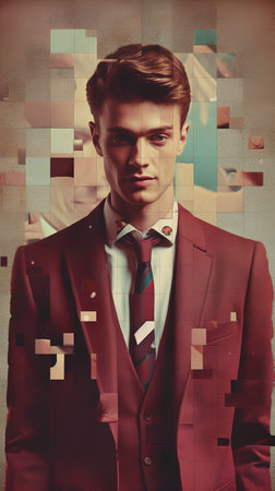 Portrait of a handsome young man in a suit. Fashion shot.の素材