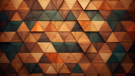 Wooden texture with triangles in the form of square tiles. Abstract backgroundの素材