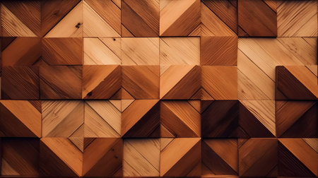 Wooden cubes in a square pattern. Abstract background and texture for design.の素材