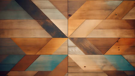 Wooden texture with geometric pattern. Abstract background and texture for design.の素材