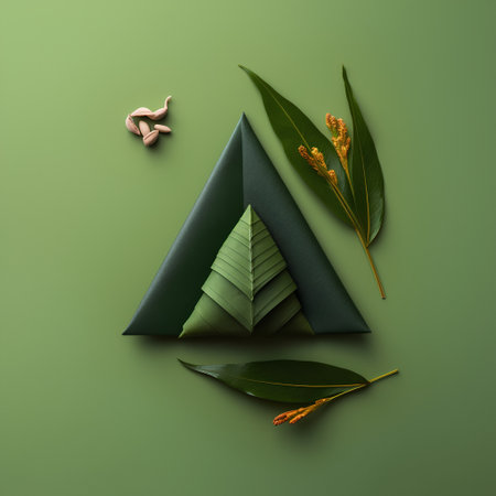 Eucalyptus leaves in triangular shape. 3d renderingの素材