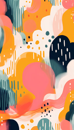 Seamless pattern with abstract shapes and spots. Vector illustration.の素材