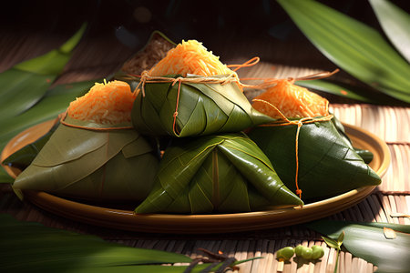 Zongzi or rice dumplings, a traditional Chinese foodの素材