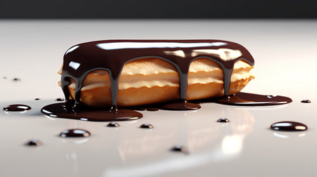 3d render of tasty eclairs with chocolate on white backgroundの素材