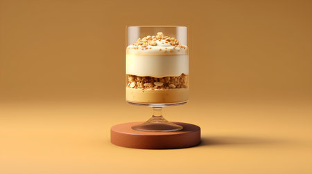 Classic tiramisu dessert in a glass. 3d rendering.の素材