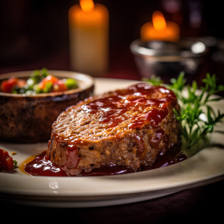 steak with tomato sauce on a wooden background. tinting. selective focusの素材