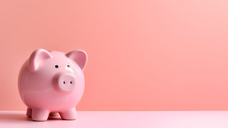 Pink piggy bank on pastel pink background, 3d renderingの素材