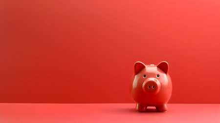 Piggy bank on a red background. 3d rendering.の素材