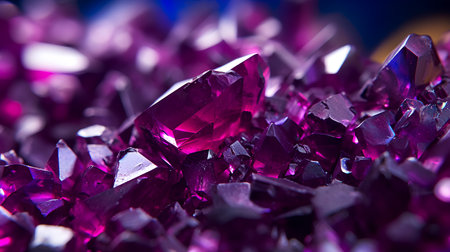 purple amethyst crystals on a dark background macro close-upの素材