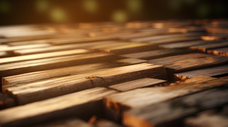 Wooden texture, close-up with selective focus and bokehの素材