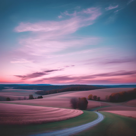 Colorful spring sunrise in the fields. Dramatic sky. Beauty world.の素材