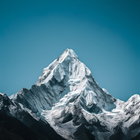Mount Everest in Himalayas, Khumbu valley, Nepalの素材