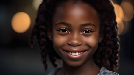 Portrait of a smiling young african american woman looking at cameraの素材