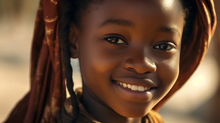Portrait of a beautiful young African woman in traditional dress. Beauty, fashion.の素材