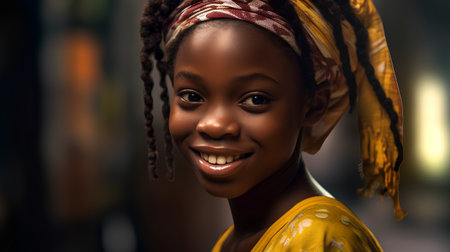 Portrait of a beautiful smiling african woman with dreadlocks.の素材