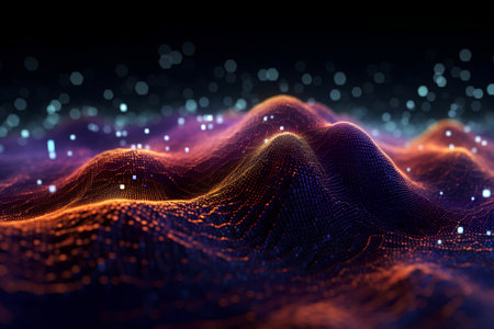 Data technology abstract futuristic illustration. 3D rendering. Big data visualization.の素材