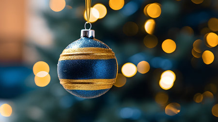 Christmas ball on bokeh background. Christmas and New Year conceptの素材
