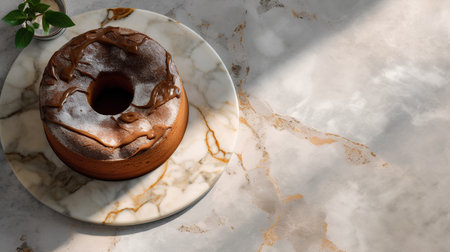 Chocolate glazed donutle background. 3d renderingの素材