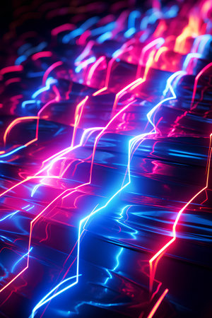 3d rendering of abstract background with neon light lines. 3d illustrationの素材