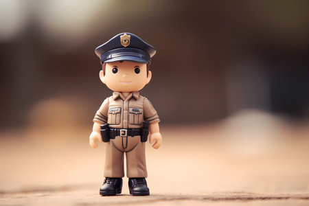 Policeman on blurred background. 3d illustration, tonedの素材