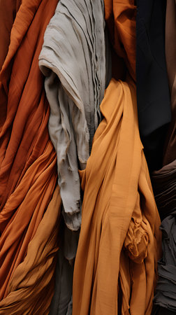 Background texture, pattern. Cloth is neatly folded in a pile.の素材