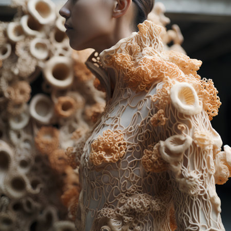 Portrait of a beautiful girl in a lace dress on the streetの素材