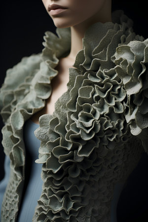 Close-up portrait of a beautiful young woman in a green scarfの素材
