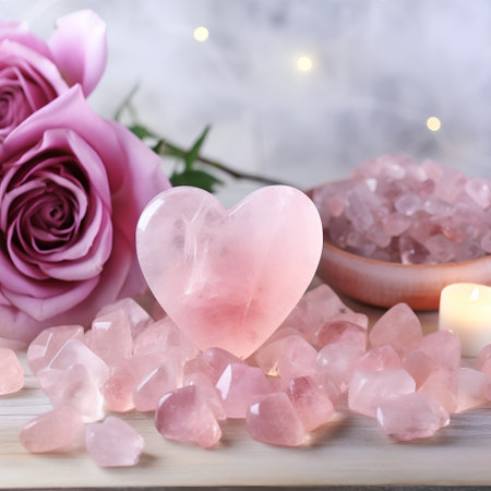 Spa setting with rose, sea salt and candle on light backgroundの素材