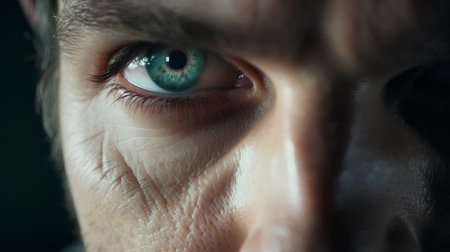 Close-up of a senior woman's green eye. Toned.の素材