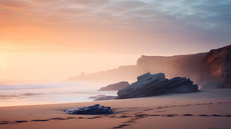 Fantastic sunset over the sea. Dramatic sky. 3d renderの素材
