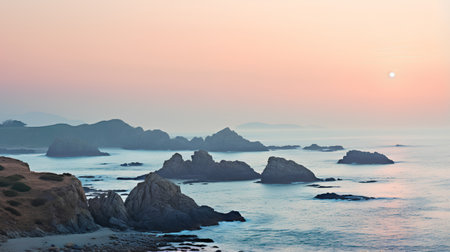 Sunset over the Pacific Ocean in San Francisco, California, USAの素材