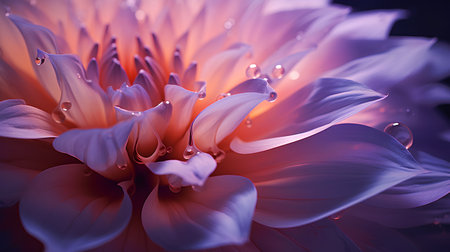 Close-up of a dahlia flower with water drops.の素材